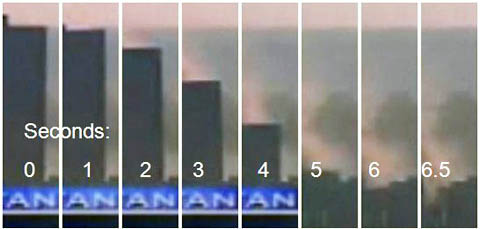 Détails de l'écrasement du WTC-7 sur lui-même.