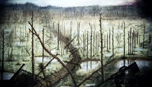 La sombre et sinistre forêt de Miasnoï Bor ,en Russie.