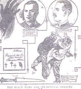 Dessin de l'époque représentant l'attentat au moyen d'une dague empoisonnée.