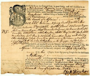 Document manifeste du brick Sally