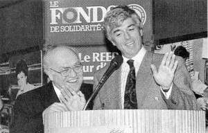 Claude Blanchet ,c'est lui devant le micro.En 1991, Pauline est députée péquiste de Taillon à l'Assemblée nationale pendant que son mari, Claude Blanchet est lui, à la tête du Fonds de Solidarité (FTQ). Le FSFTQ a été créé par le PQ grâce au prêt de 10 millions obtenu par la ministre du travail d'alors, Pauline Marois. Pour ne pas éveiller de soupçons, Claude Blanchet envoie à sa place, son associé fédéraliste Henry Walch faire changer le zonage des terrains de l'île Bizard afin d'en faire exploser la valeur marchande.