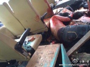 L'intérieur de la camionnette.