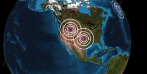 Graphique illustrant  les 2 importants  épicentres sismiques./ Graph showing the two major seismic epicenters.