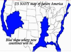 La carte d'inondation des terres ...selon HAARP et la Marine Américaine./ Map of flooding ... depending on HAARP and the United States Navy
