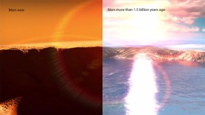 Mars à l'heure actuelle a peu ou pas d'eau liquide à sa surface froide, comme un désert. Il y a bien longtemps, le Soleil a presque certainement vu son reflet dans les lacs de vagues ondulées et une mer du Nord. Crédit: NASA / GSFC 