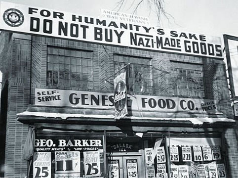 Suite à la déclaration de guerre sioniste,les commerçants juifs de New York boycottèrent les produits allemands.