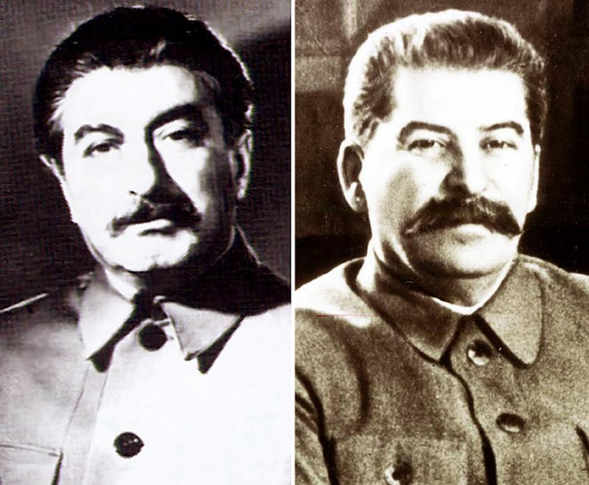 Joseph Staline,le dictateur communiste de l'Union Soviétique et son double,Felix Dadaev.
