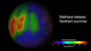 Du méthane dans l’atmosphère martienne     Le méthane est normalement produit par des organismes vivants et une quantité importe de ce gaz a été trouvé dans l’atmosphère de Mars, ce qui nourrit encore une fois l’idée de la possibilité d’une forme de vie sur Mars. 