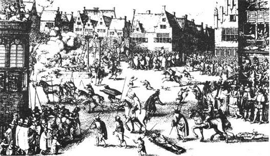 5 novembre 1605,la conspiration des poudres:ici exécution des conspirateurs un an plus tard!