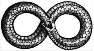 Toutes les anciennent traditions parlent du mythe du serpent ,même de la confrérie du Serpent.Les nibiriens pourraient être des reptiliens. Le fameux symbole ,ici pourrait représenter le passage de Nibiru dans le système solaire? Qui sait?