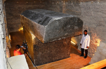 CAIRO, Egypt - The Serapeum, an ancient stone tomb of an Apis bull, is unveiled in Saqqara, Egypt, on Sept. 20, 2012. (Kyodo)