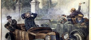 Représentation de l'attentat contre Walter Rathenau./ Representation of the attack against Walter Rathenau.