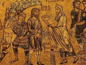 La vision du Saint-Graal retrouvé au Moyen Âge./ The Holy Graal in the Middle Age.