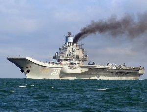 Russian aircraft carrier Admiral Kuznetsov in the English Channel, 21 October 2016. The Russian Task Group, which includes the sole Russian aircraft carrier, Admiral Kuznetsov, the nuclear powered Kirov Class Battlecruiser, Pyotr Velikiy and two Udaloy Class Destroyers, Vice Admiral Kulakov and Severomorsk sailed from Russia on Saturday 15 October to join the Russian anti-Daesh military operations in Syria. 
